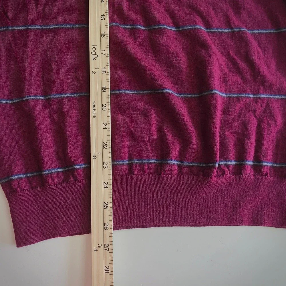 Banana Republic V-Neck Men's Sweater Burgundy 100% Merino Wool Autumn Fall Work
